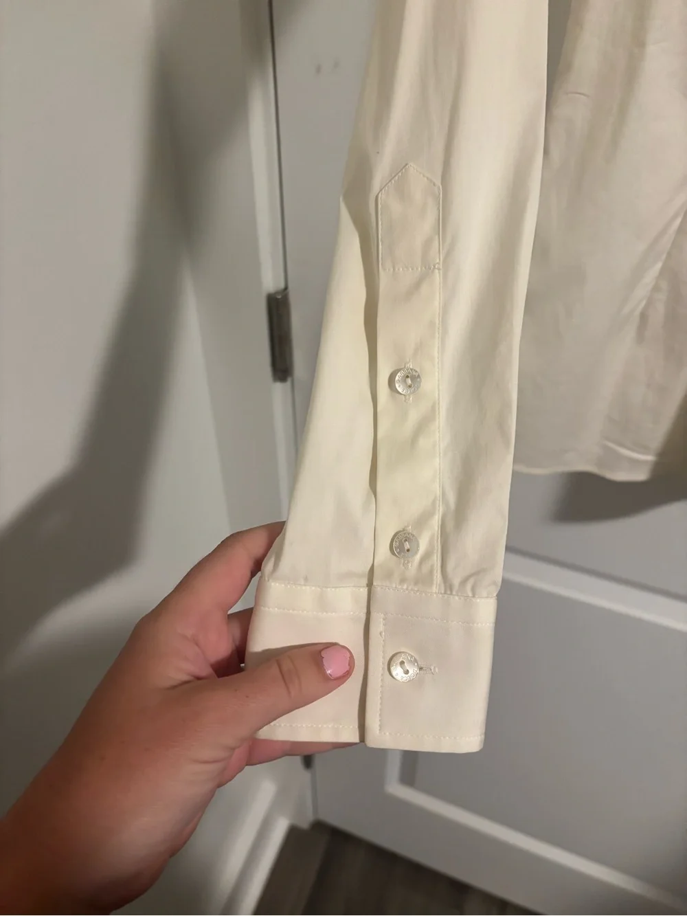 DOLCE & GABBANA Ecru Cotton Poplin Button Down Shirt Size 2 - Picture 4 of 7